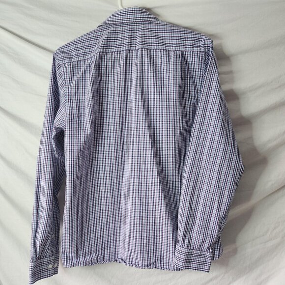Tommy Hilfiger Mens Dress Shirt Slim Fit 15.5 34/35 Blue White Plaid 100% Cotton - Picture 5 of 7